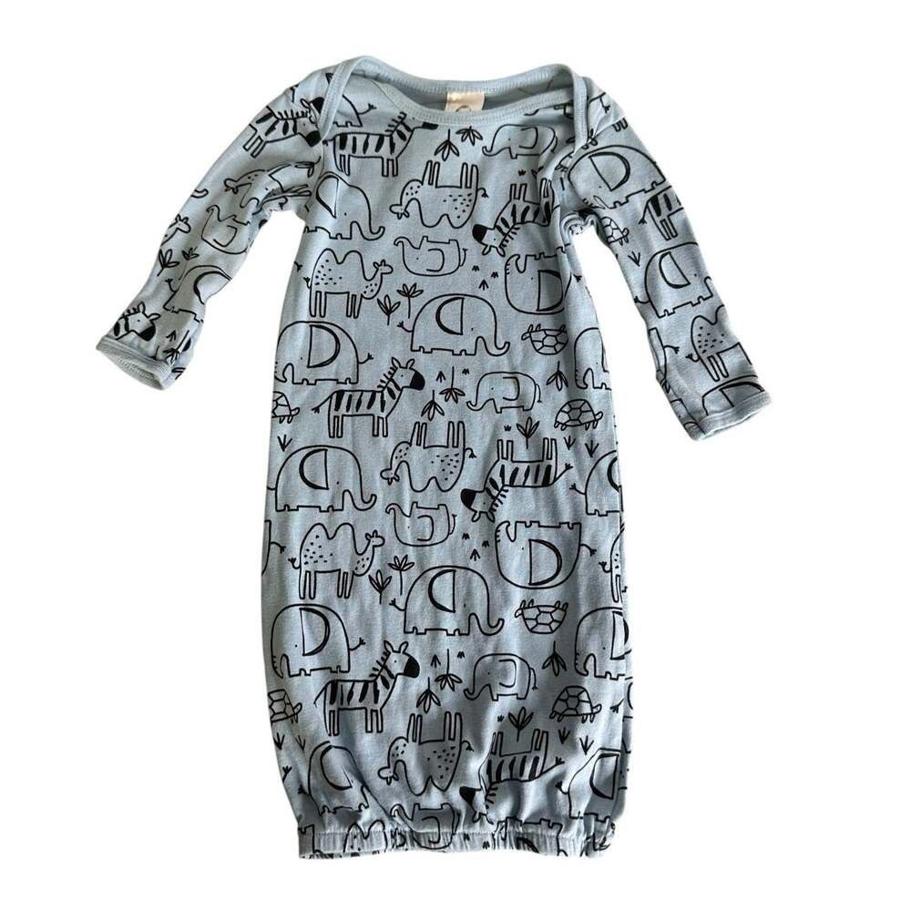 Gerber Baby Sleeper Gown 0 to 6 months Built in Mittens Animals